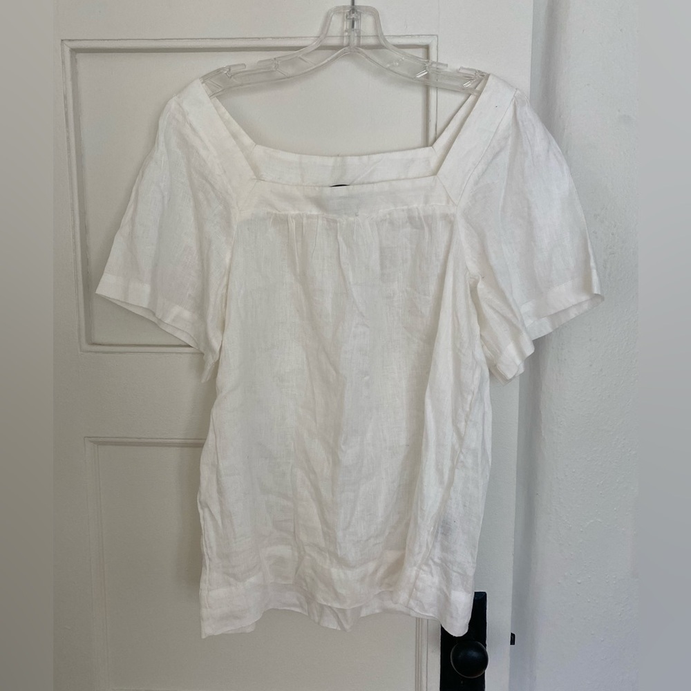 Premise White 100% Linen Square Neck Top Size Medium